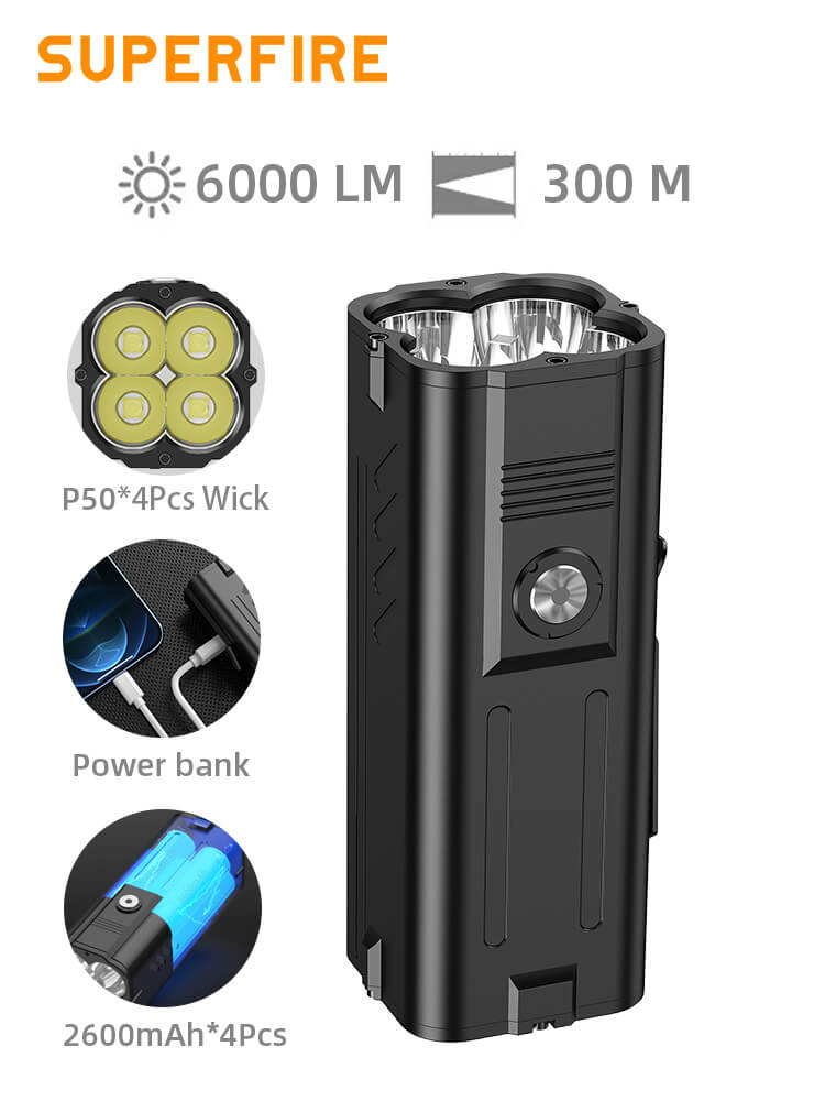 Superfire M20 6000 Lumen Powerful Flashlight
