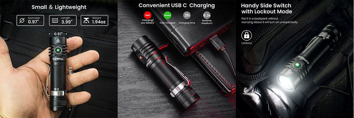 cr1850 rechargeable flashlight Sofirn SC18 Rechargeable EDC Flashlight – flashlightgo