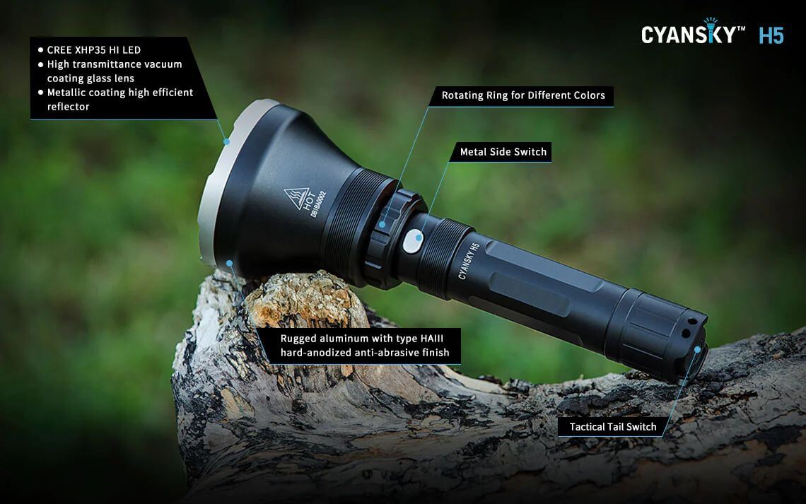 Cyansky H5 1600LM Multi-color Long-range Hnting Flashlight