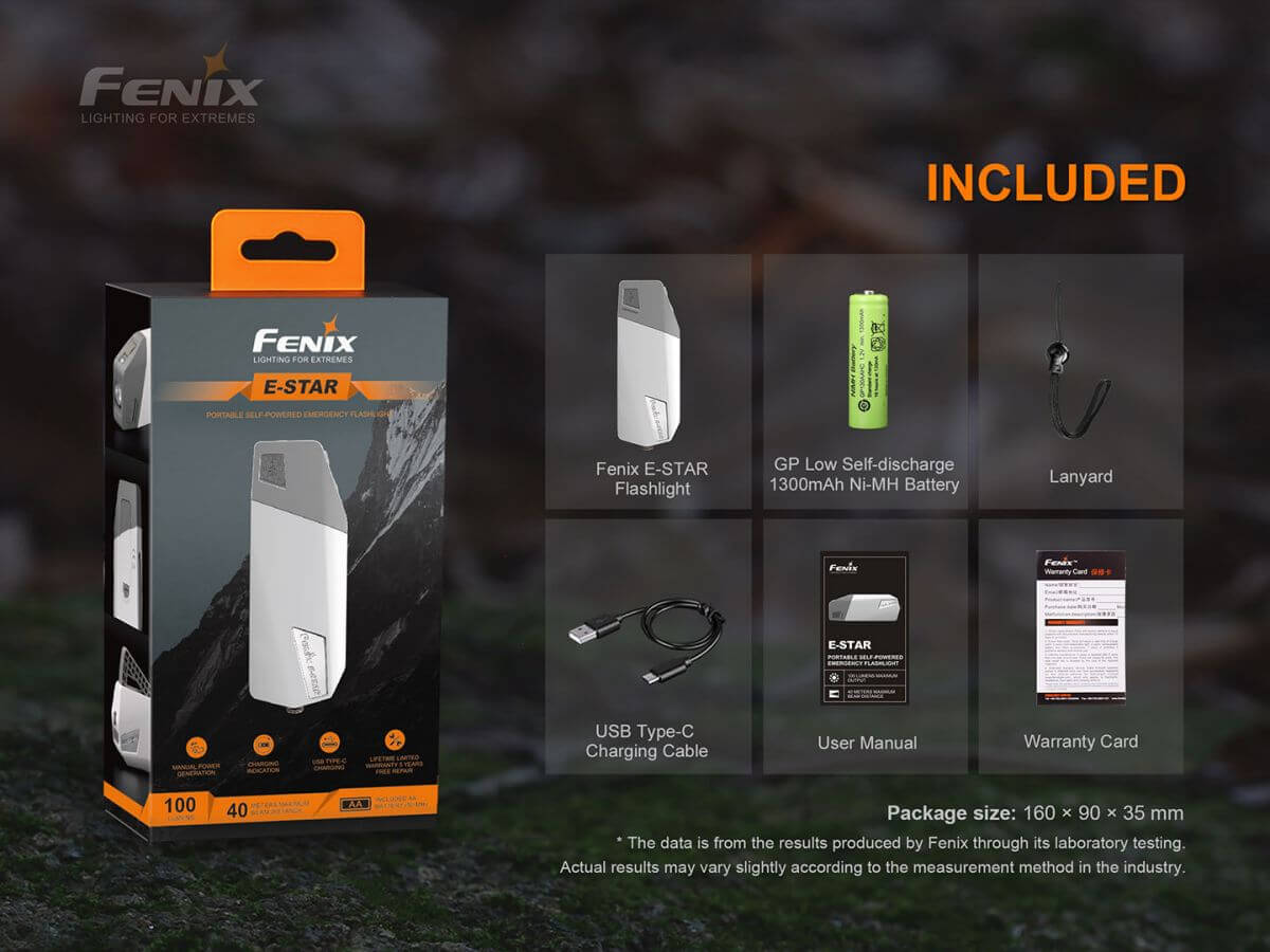 Fenix E-Star Hand-pressing Self-powered Emergency Flashlight