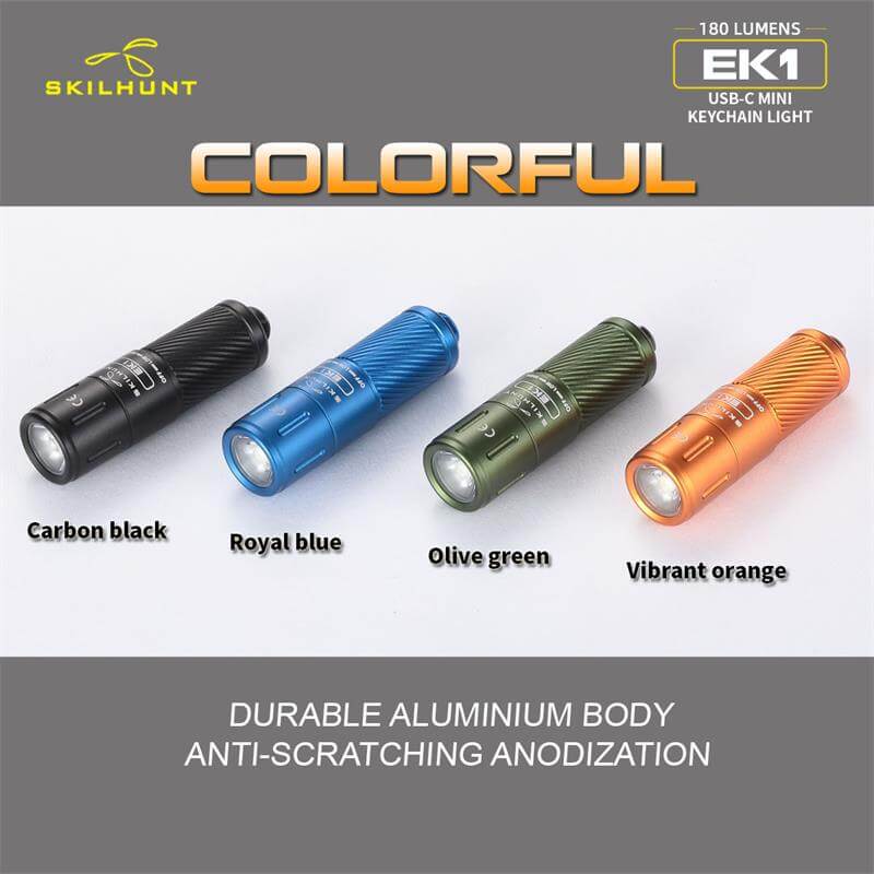 Skilhunt EK1 180 Lumens USB-C Rechargeable Mini Keychain Flashlight