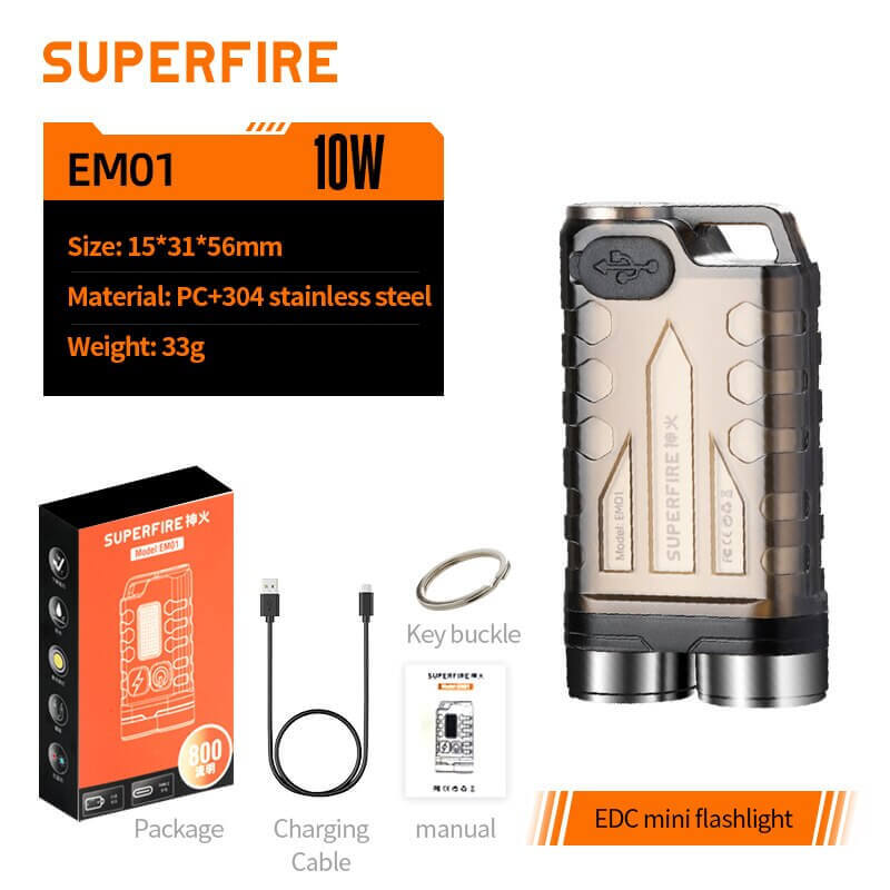 Superfire EM01 EDC Mini LED Keychain Flashlight