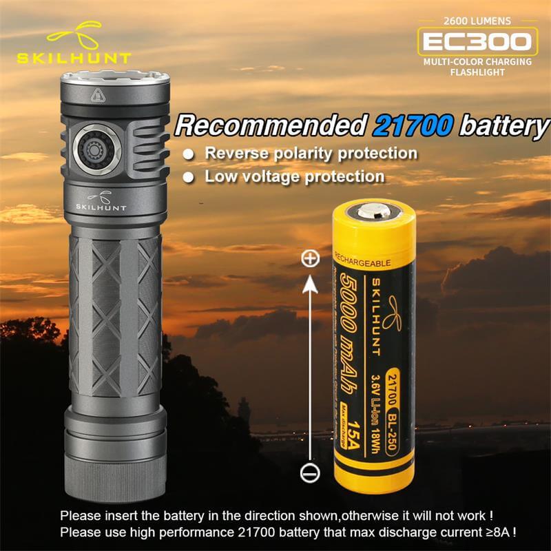 Skilhun EC300 2600 lumens Multi-color Rechargeable LED flashlight